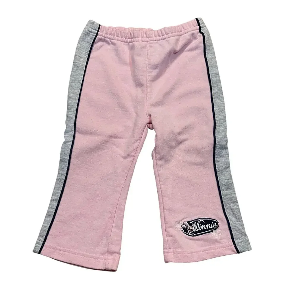 Vintage Disney Minnie Mouse Baby Wide Leg Sweatpants Girl 18M‎ Pink Grey Y2K